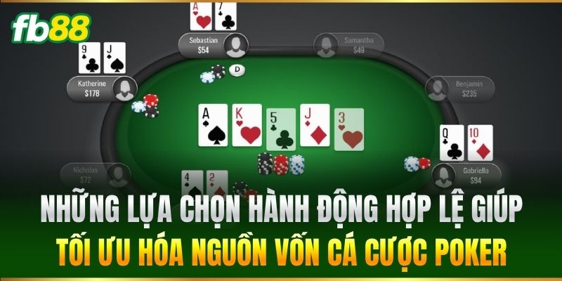 Những lựa chọn hành động hợp lệ giúp tối ưu hóa nguồn vốn cá cược Poker